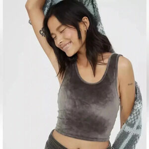 Offline by Aerie Grey After Party Cozy Velour Longline Shelf Sports‎ Bra XS